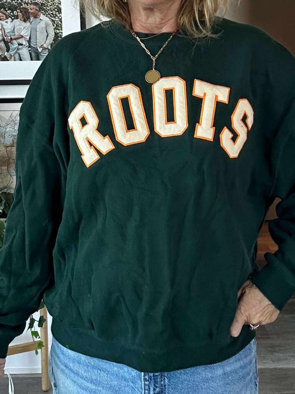 Roots Classic Collegiate Logo Sweatshirt Size Medium (women's), small (men's)